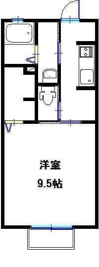 フォレストヴィラII(1K/2階)の間取り写真