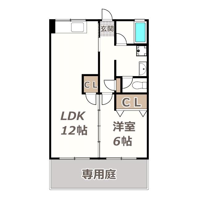 パークサイドマンション(1LDK/1階)の間取り写真