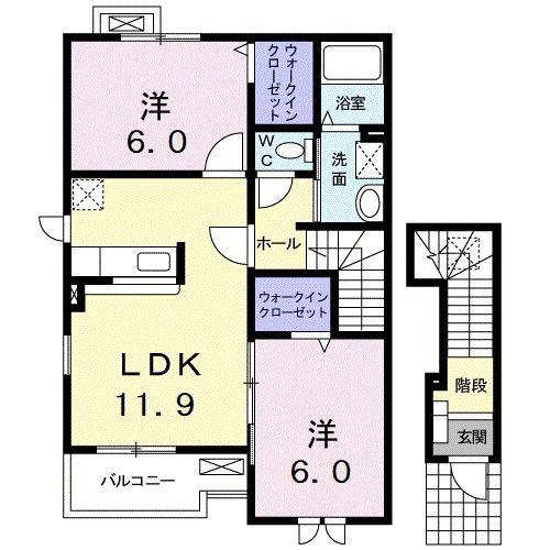 MILD SI(2LDK/2階)の間取り写真