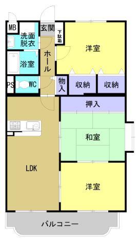 エスペランス(3LDK/3階)の間取り写真