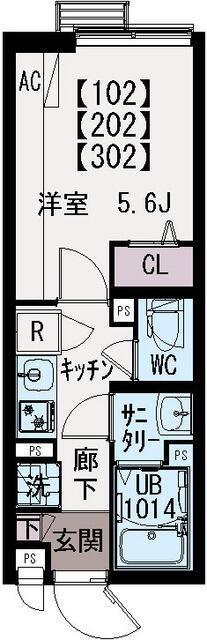 イクシオMS HOUSE(1K/1階)の間取り写真