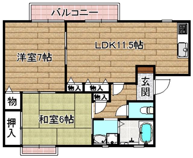 ローンコート(2LDK/2階)の間取り写真