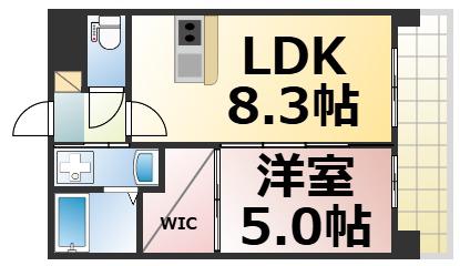 カウニス巽中(1LDK/8階)の間取り写真