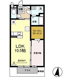 セイシェル・大山II(1LDK/1階)の間取り写真