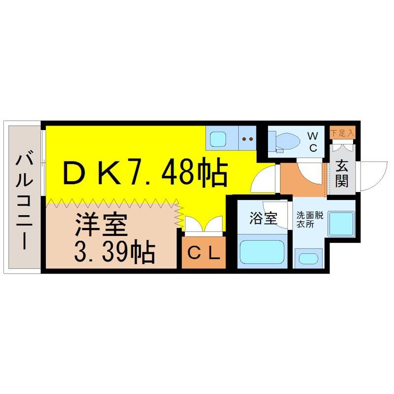 AXIA八熊(1DK/5階)の間取り写真