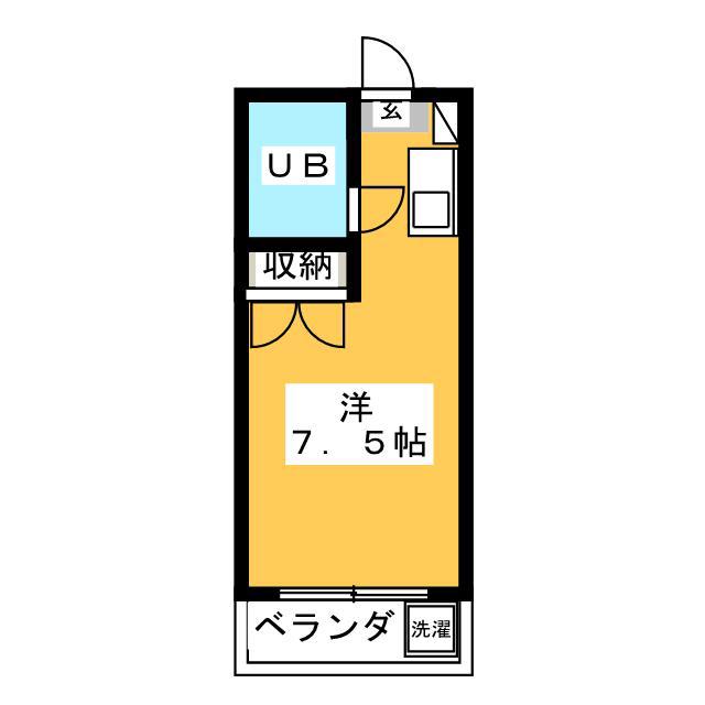 ハニイ枡形(ワンルーム/2階)の間取り写真