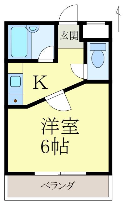 グリーンプラザ谷町弐番館(1K/2階)の間取り写真