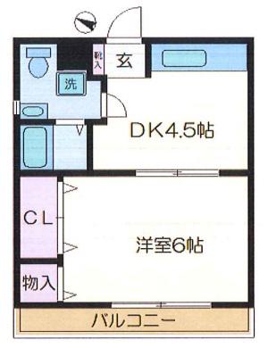 サンメゾン(1DK/2階)の間取り写真