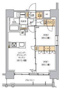 リビオメゾン芝浦(2LDK/11階)の間取り写真