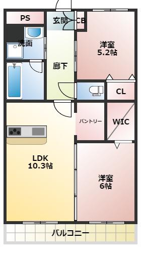 PALMEI(2LDK/2階)の間取り写真