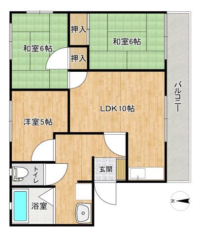 ハイツ・ロジュマンII(3LDK/2階)の間取り写真