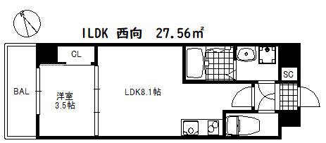 リヴィアスコウベラメール(1LDK/1階)の間取り写真
