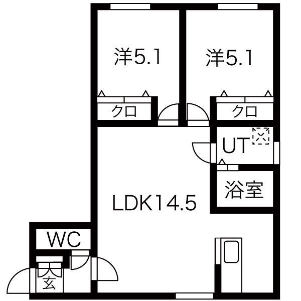 EFFICIENT N19(2LDK/1階)の間取り写真