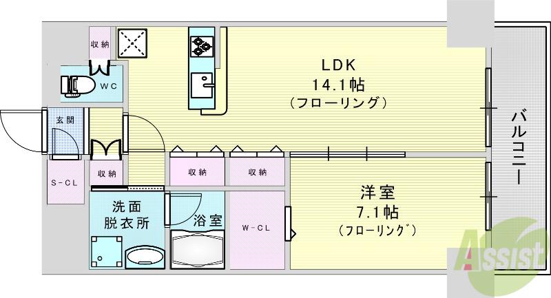 カルム小西3(1LDK/8階)の間取り写真