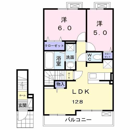 セレーネ A(2LDK/2階)の間取り写真