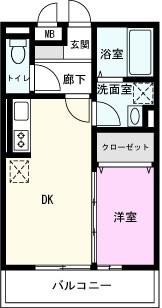 利根レジデンス(1DK/3階)の間取り写真