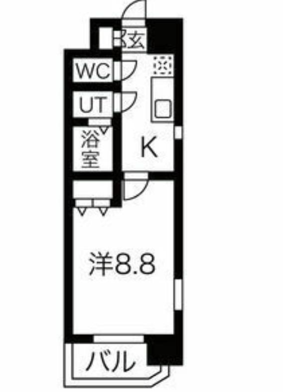 アーバンフラッツ長町(1K/9階)の間取り写真