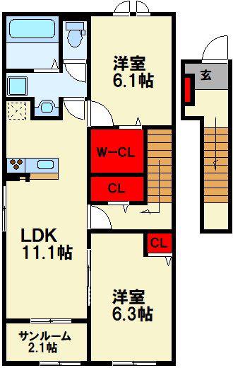 LUXOR G I(2LDK/2階)の間取り写真