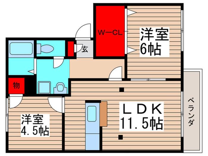 ウェルシャンY(2LDK/1階)の間取り写真