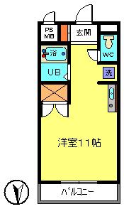 第2レジデンス88(ワンルーム/5階)の間取り写真