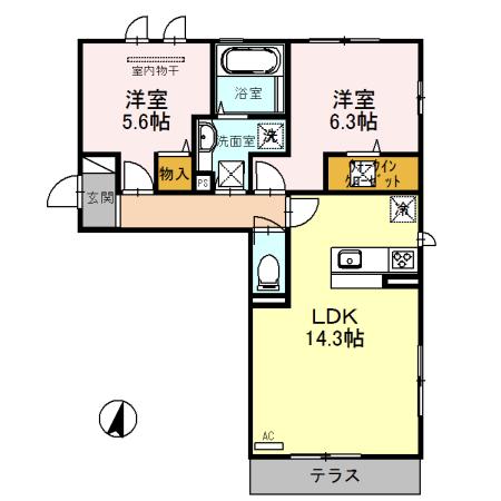 夢彩館 3(2LDK/1階)の間取り写真