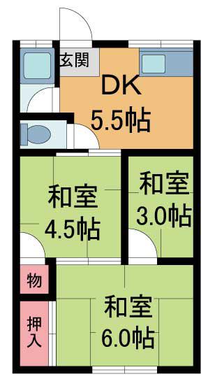 寿荘(3DK/2階)の間取り写真
