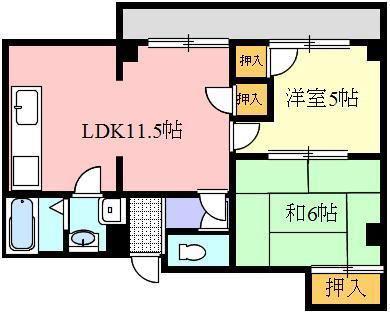 ソニックビル(2LDK/3階)の間取り写真
