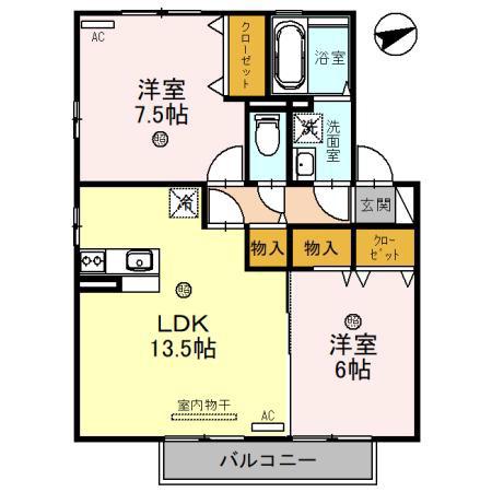 リビングタウン湖都ヶ丘II(2LDK/2階)の間取り写真