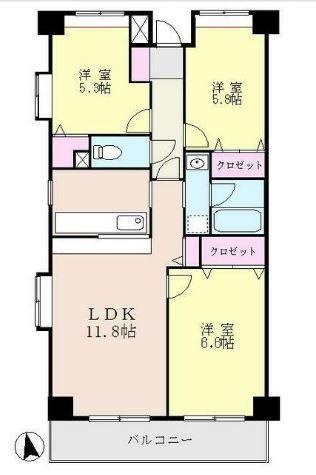 グレース代官4(3LDK/1階)の間取り写真