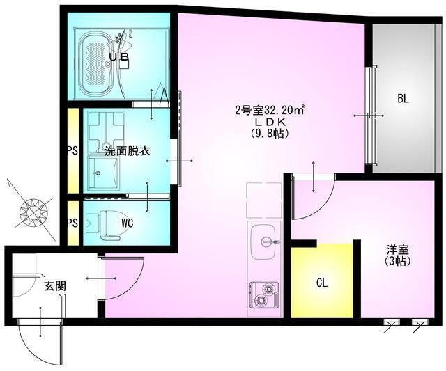 REGALEST狭山(1LDK/1階)の間取り写真