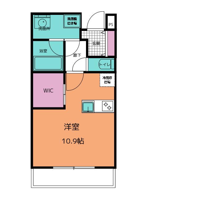 D APARTMENT NAKANOGO A(ワンルーム/1階)の間取り写真