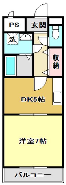 ボヌールヒル(1K/2階)の間取り写真