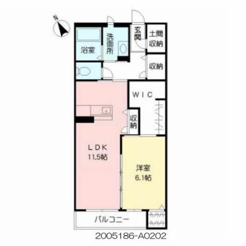 リラフォート北山(1LDK/2階)の間取り写真
