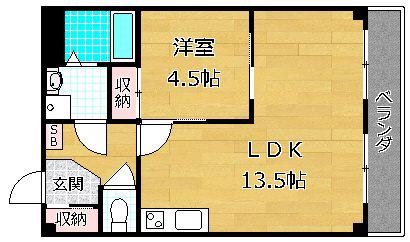 シャルム高塚(1LDK/3階)の間取り写真