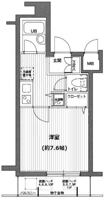 ガラ・ステージ京橋(1K/4階)の間取り写真