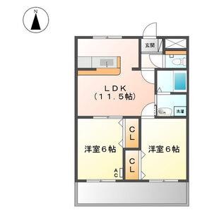 ベルエアー(2LDK/2階)の間取り写真