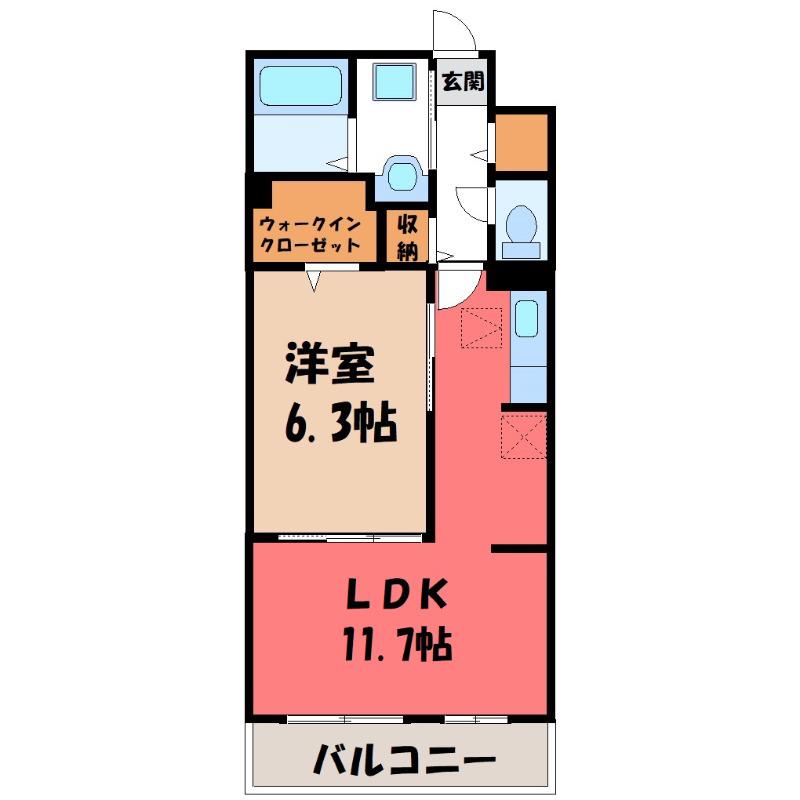 ヒカルサ熊谷久下ウエスト(1LDK/1階)の間取り写真