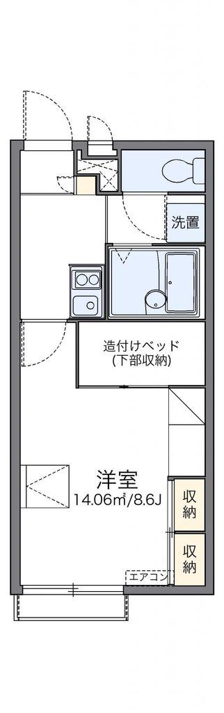 レオパレスウエストプラザ愛子II(1K/1階)の間取り写真