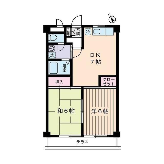 グレースK(2DK/1階)の間取り写真