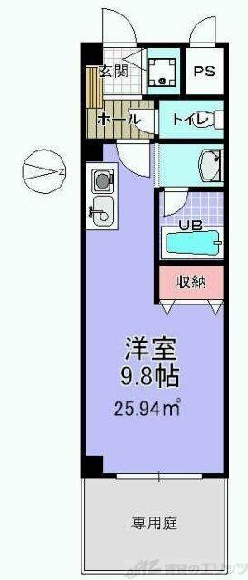メゾンリュートII番館(ワンルーム/1階)の間取り写真