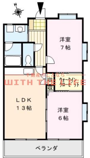 グランドゥールパティオ(2LDK/10階)の間取り写真