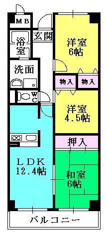 ボヌール(3LDK/1階)の間取り写真