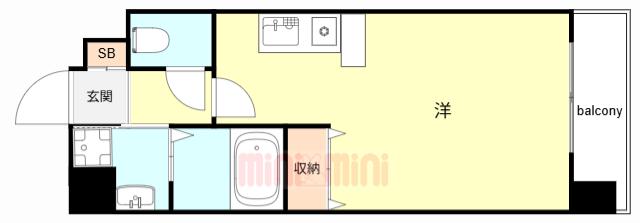 エクセレント上新15(ワンルーム/9階)の間取り写真