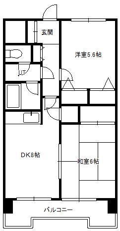 ダイアパレス西線(2LDK/9階)の間取り写真