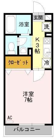 モンテローザ(1K/2階)の間取り写真