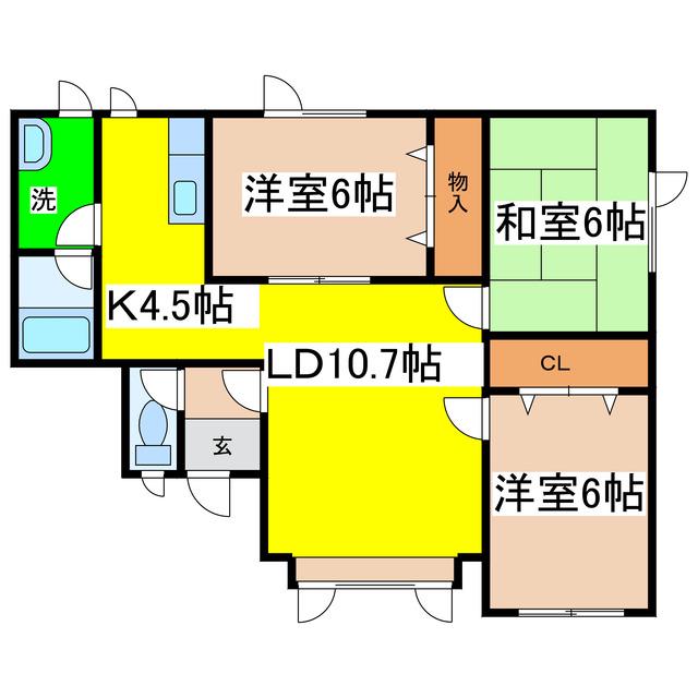 拓穂ハイツ (3LDK/1階)の間取り写真