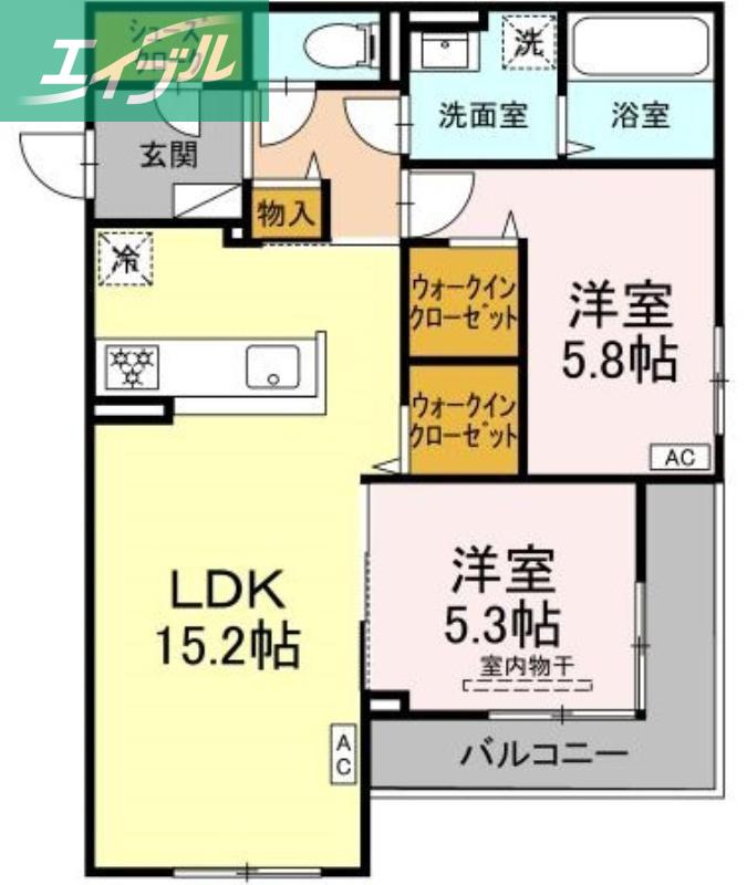LE TREFLE(2LDK/3階)の間取り写真