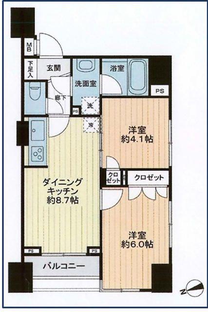 パレステュディオ新宿御苑駅前(2DK/6階)の間取り写真