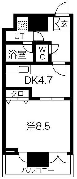 エイペックス梅田東II(1DK/4階)の間取り写真