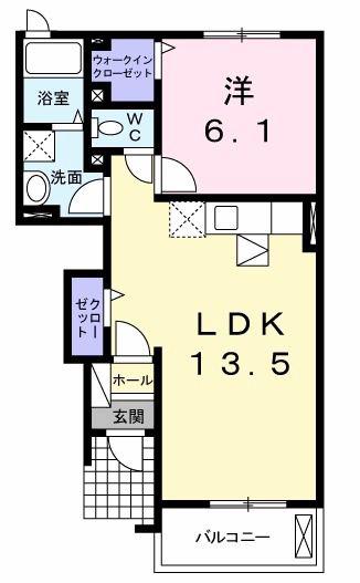エデンI(1LDK/1階)の間取り写真